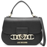 love moschino γυναικεία τσάντα χειρός με μεταλλικό σχέδιο και λογότυπο - jc4038pp1llf0 μαύρο