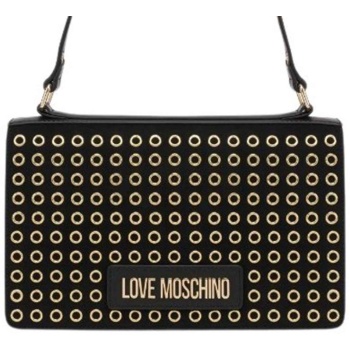 love moschino γυναικεία τσάντα ώμου με ανάγλυφο μεταλλικό