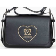 love moschino γυναικεία τσάντα crossbody με μεταλλικό σχέδιο σε σχήμα καρδιάς και λογότυπο - jc4120p