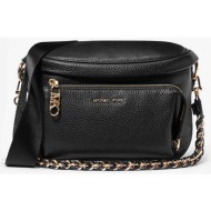 michael kors γυναικεία δερμάτινη τσάντα crossbody με μεταλλικό λογότυπο - 30s4s04m8l μαύρο