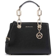 michael kors γυναικεία δερμάτινη τσάντα χειρός `cynthia` - 30s4gcys1t μαύρο