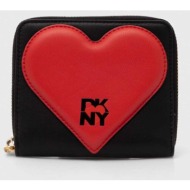 dkny γυναικείο δερμάτινο πορτοφόλι `heart of ny` - r411zf05 μαύρο