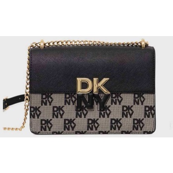 dkny γυναικείο δερμάτινο mini bag με all-over logo `echo` 