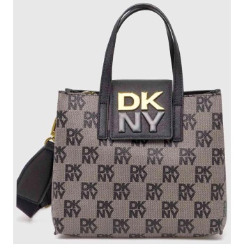 dkny γυναικεία δερμάτινη τσάντα χειρός με μεταλλικό logo