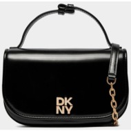 dkny γυναικεία τσάντα crossbody με μεταλλικό logo `tammy` - r42exe58 μαύρο