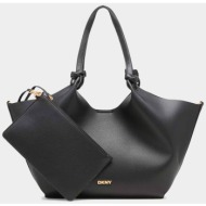 dkny γυναικεία τσάντα shopper με μεταλλικό logo `paula medium` - r42bae49 μαύρο