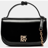 dkny γυναικεία τσάντα crossbody με μεταλλικό λογότυπο `tammy` - r42exe58 μαύρο