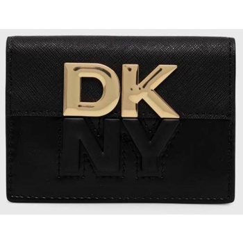 dkny γυναικεία δερμάτινη θήκη για κάρτες με μεταλλικό