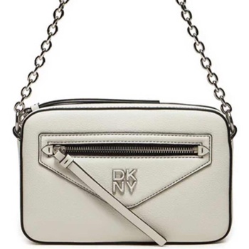 dkny γυναικεία δερμάτινη τσάντα crossbody με μεταλλικό logo