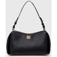 dkny γυναικεία τσάντα ώμου με ανάγλυφο μεταλλικό λογότυπο `remy` - r423ae54 μαύρο