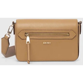 dkny γυναικεία δερμάτινη τσάντα crossbody με μεταλλικό logo