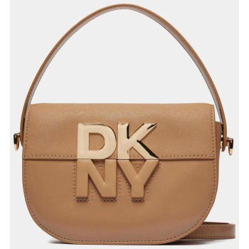 dkny γυναικεία δερμάτινη τσάντα crossbody με μεταλλικό logo