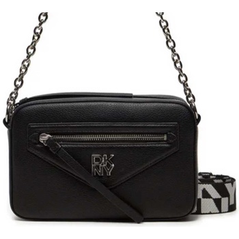 dkny γυναικεία δερμάτινη τσάντα crossbody με μεταλλικό logo