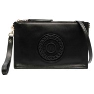 versace jeans couture γυναικεία τσάντα crossbody μονόχρωμη με ανάγλυφο έμβλημα `v emblem` - 75va4bvx