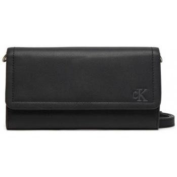 ck jeans γυναικείο clutch μονόχρωμο με ανάγλυφο μονόγραμμα