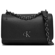 ck jeans γυναικείο mini bag μονόχρωμο με μεταλλικό μονόγραμμα - k60k612233 μαύρο