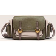 coccinelle γυναικείο δερμάτινο mini bag crossbody `campus tricolor small` - e1ria-150201 λαδί