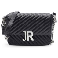 john richmond γυναικεία δερμάτινη τσάντα ώμου καπιτονέ με μεταλλικό monogram `nerius` - rwa24062bo μ