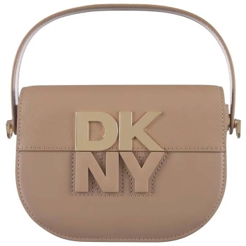 dkny γυναικεία δερμάτινη τσάντα crossbody με μεταλλικό logo