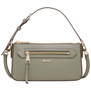 dkny γυναικεία δερμάτινη τσάντα crossbody με μεταλλικό logo