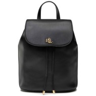 lauren ralph lauren γυναικείο δερμάτινο backpack με μεταλλικό λογότυπο `winny` - 124-431876726/001 μ