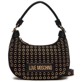 love moschino γυναικεία τσάντα ώμου με τρουκς και μεταλλικό