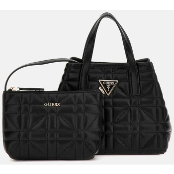 guess γυναικεία τσάντα shopper καπιτονέ mini με λογότυπο