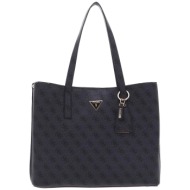 guess γυναικεία τσάντα ώμου με all-over logo print `meridian girlfriend tote` - hwsg8778230 ανθρακί