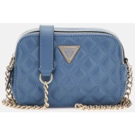 guess γυναικεία τσάντα crossbody καπιτονέ με λογότυπο `giully` - hwqg8748140 μπλε