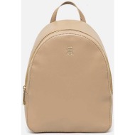 tommy hilfiger γυναικείο backpack μονόχρωμο με μεταλλικό monogram - aw0aw16440 μπεζ