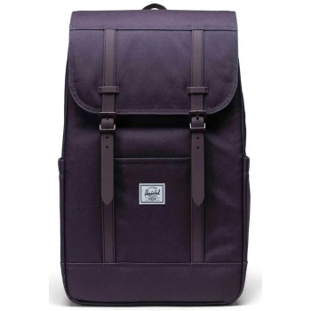 herschel unisex backpack μονόχρωμο με contrast logo patch