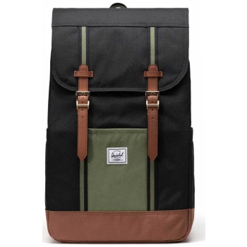 herschel unisex backpack μονόχρωμο με contrast logo patch