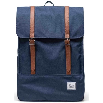 herschel unisex backpack μονόχρωμο με contrast logo patch