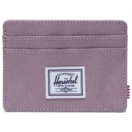 herschel unisex θήκη για κάρτες μονόχρωμη με contrast logo patch `charlie` - 66uacl01341 λιλά