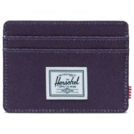 herschel unisex θήκη για κάρτες μονόχρωμη με contrast logo patch `charlie` - 66uacl01588 μοβ