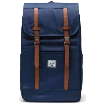 herschel unisex backpack μονόχρωμο με contrast logo patch