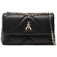 patrizia pepe γυναικεία δερμάτινη τσάντα crossbody καπιτονέ με μεταλλικό logo - cb0084l006 μαύρο