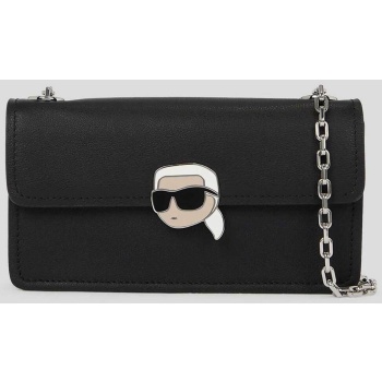 karl lagerfeld γυναικείo pouch μονόχρωμo με μεταλλικό