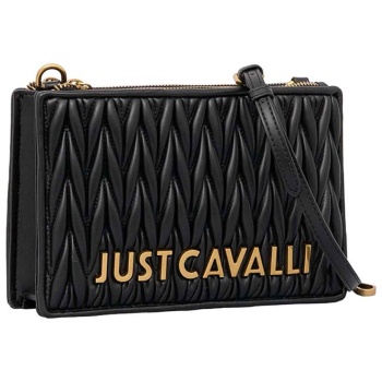 just cavalli γυναικεία τσάντα crossbody με ανάγλυφο σχέδιο