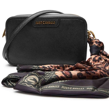 just cavalli γυναικεία τσάντα crossbody με μεταλλικό