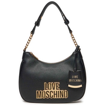 love moschino γυναικεία τσάντα ώμου με μεταλλικό logo 