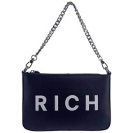 john richmond γυναικεία δερμάτινη τσάντα ώμου `lowis` - rwa24139bo μαύρο