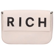 john richmond γυναικείο δερμάτινο mini bag crossbody με λογότυπο `uwe` - rwa24137bo λευκό