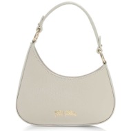 folli follie γυναικεία μπεζ δερμάτινη τσάντα ώμου μίνι `metropolitan fab` - sb24l009gi μπεζ