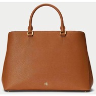 lauren ralph lauren γυναικεία τσάντα χειρός μονόχρωμη `large hanna satchel` - 324-431898556/006 ταμπ