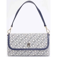 tommy hilfiger γυναικεία τσάντα ώμου/crossbody με μεταλλικό logo `monoplay` - aw0aw17341 σκούρο μπλε