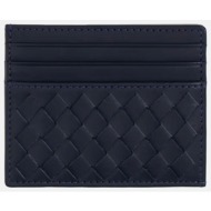 boggi milano ανδρική δερμάτινη θήκη για κάρτες με logo - bo25p062603 μπλε σκούρο