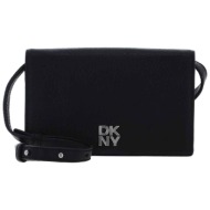 dkny γυναικείο τσαντάκι clutch με μεταλλικό λογότυπο `etta` - r445ah95 μαύρο