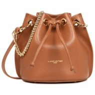 lancaster γυναικεία δερμάτινη τσάντα bucket `alba double small` - 470-80 καμηλό