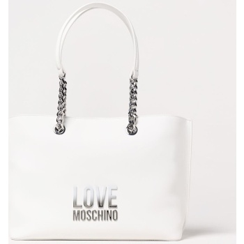 love moschino γυναικεία τσάντα ώμου με ανάγλυφο μεταλλικό